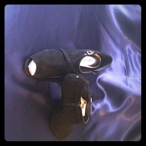 Black Suede peep toe booties